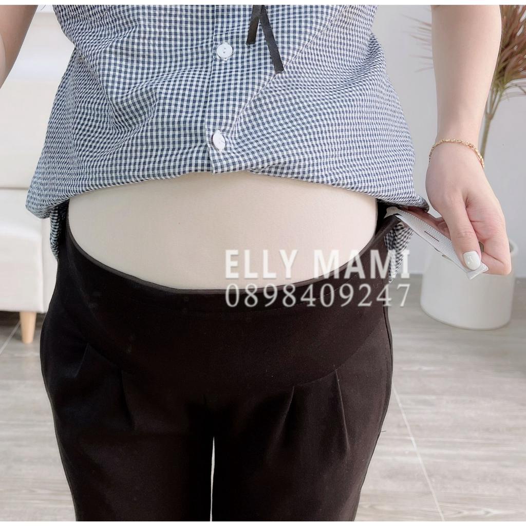 ( 40kg - 65kg )[Cúc Mở Bé Ti] Set Áo Bầu , Bigsize Sau Sinh Kẻ Cổ Sen Nơ Đen Form Dễ Mặc Thoải Mái Suốt Thai Kì&amp;Sau Sinh