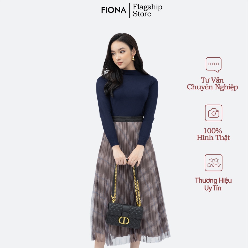 Áo len nữ Fiona cổ cao 3cm, Len nữ tay dài bo gấu nhiều màu F851228
