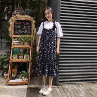 Set yếm hoa nhí ullzzang - còn vàng