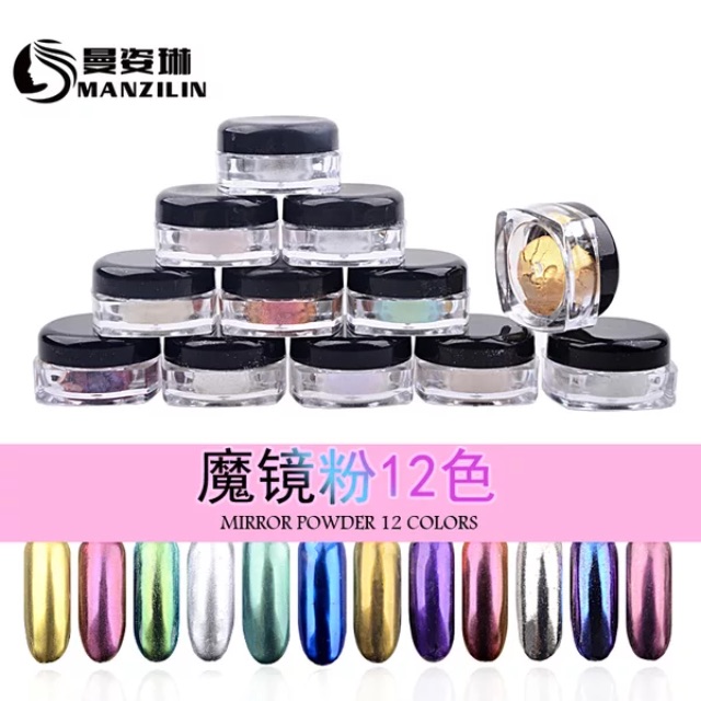 1 set 12 lọ bột kính, bột gương