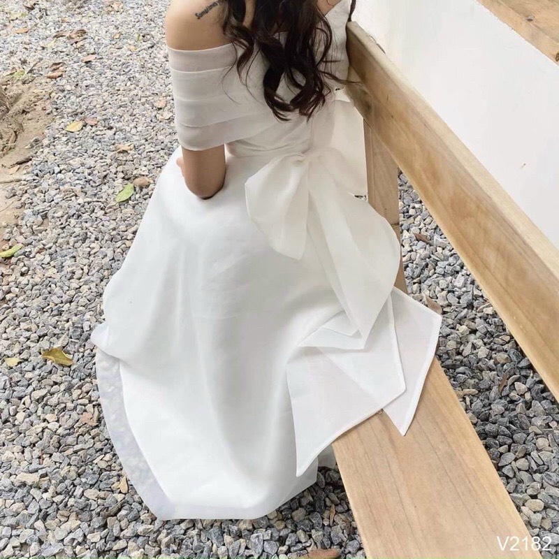 Đầm công chúa trễ vai nơ to cao cấp bigsize  HN49-08