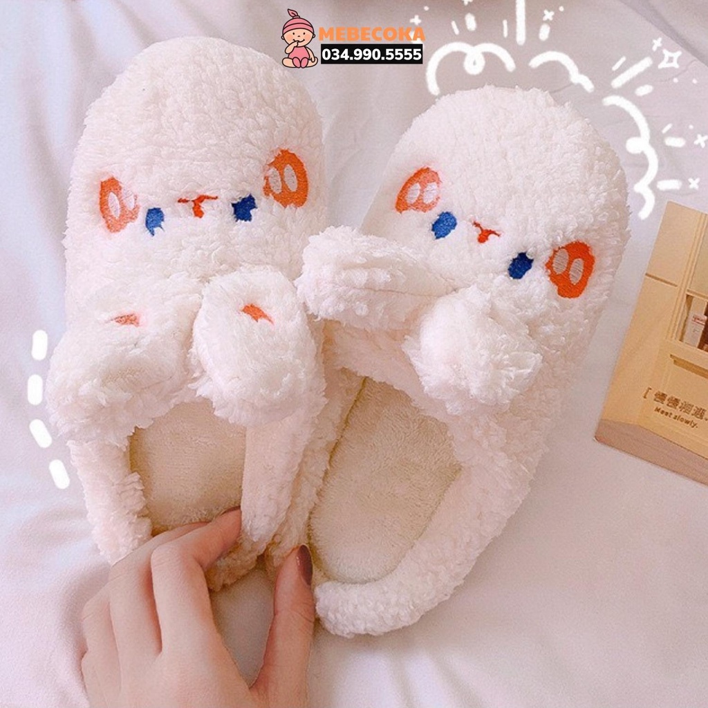 Dép Bông Gấu Xinh Xắn đi trong nhà, đi chơi ấm áp dễ thương