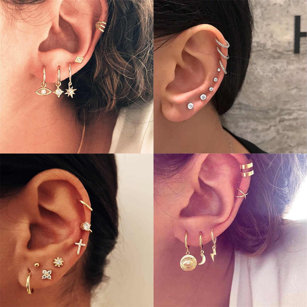 Bộ Hoa Tai Bằng Kim Loại Màu Vàng Kim Phong Cách Du Mục Thời Trang Cho Nữ