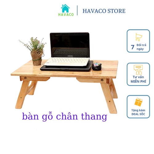 Bàn xếp học sinh mini đa năng gấp gọn chân thang gỗ thông để laptop kích cỡ 40x60x28 đẹp giá rẻ GT01