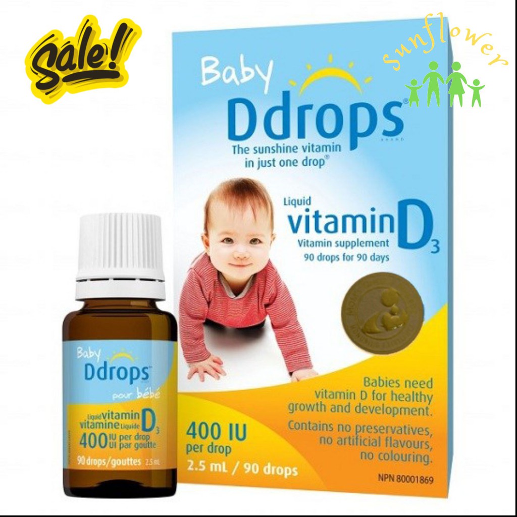 Baby Ddrop Vitamin D D3 của Mỹ 400IU 90 giọt