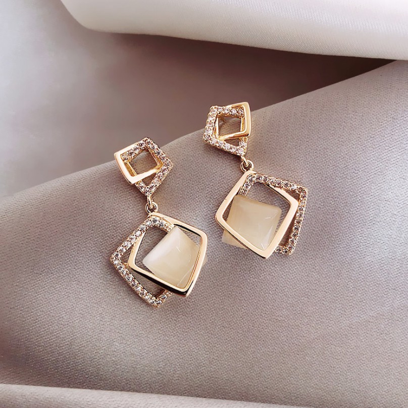 Bông Tai Mạ Bạc 925 Đính Đá Zircon Sang Trọng Cho Nữ / Khuyên tai