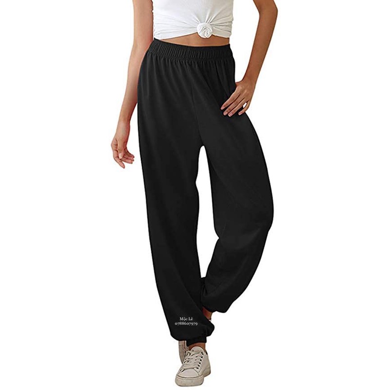 Quần jogger nỉ bo ống (amazon) vnxk dày co dãn đen trơn thời trang trẻ trung năng động
