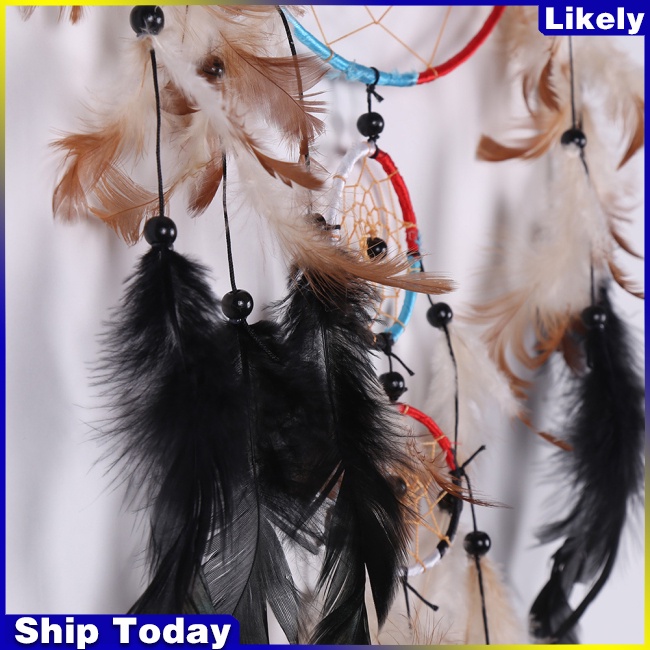 Dreamcatcher Đính Lông Vũ Phong Cách Cổ Điển Độc Đáo Dùng Trang Trí Nhà Cửa