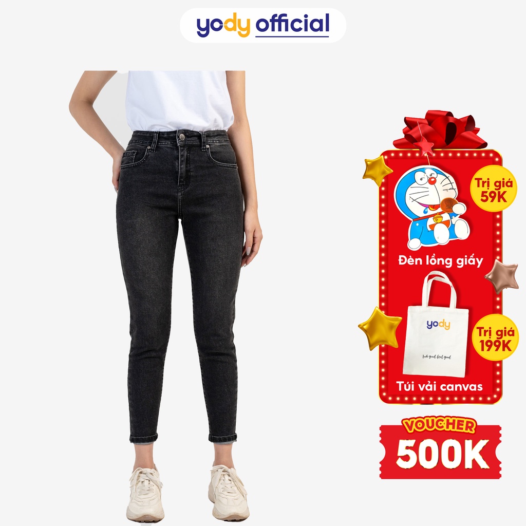 Quần Jean nữ thương hiệu YODY quần bò dáng ôm trơn co giãn tốt - QJN4010