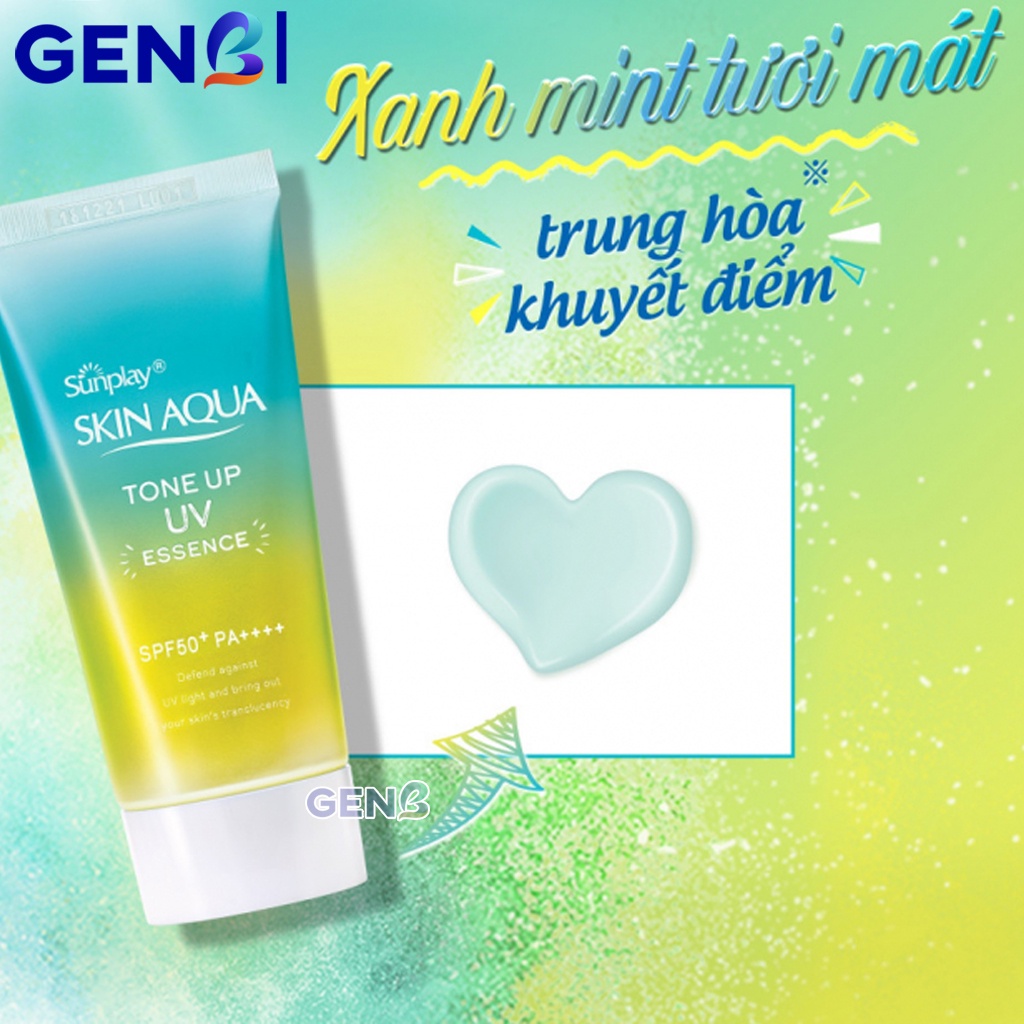 Kem Chống Nắng Da Dầu Mụn/ Hỗn Hợp Skin Aqua Tone Up Milk XANH - Kcn Sunplay Skin Aqua Cho Da Mặt Body Toàn Thân GENB