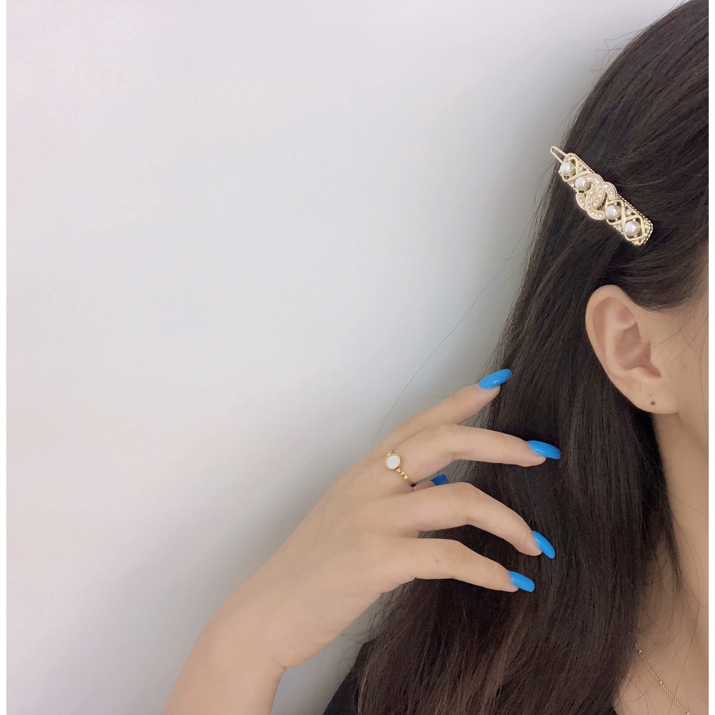 Chanel Kẹp Tóc Đính Ngọc Trai Và Kim Cương Giả Thời Trang Cho Nữ