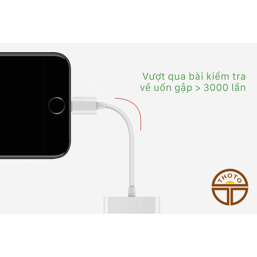 [Bảo hành 12 tháng] Cáp chuyển tai nghe iPhone (Lightning to 3.5mm Adapter) chia 2 jack vừa sạc vừa nghe nhạc