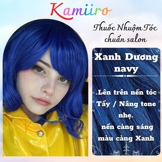 Thuốc nhuộm tóc màu Xanh Navy Blue Cần Tẩy hoặc Nâng Nền chuẩn salon kamiiro