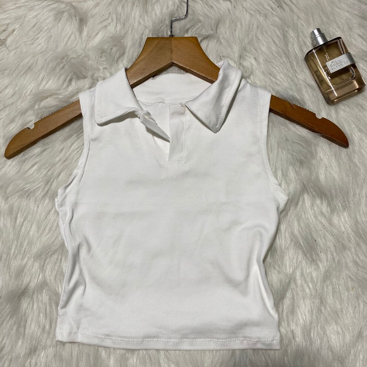 [Mã FASHIONT4WA2 giảm 10K đơn 50K] Áo Ba Lỗ Croptop Chất Porip Cổ Bẻ Thời Trang Siêu Xinh (hàng có sẵn) | BigBuy360 - bigbuy360.vn