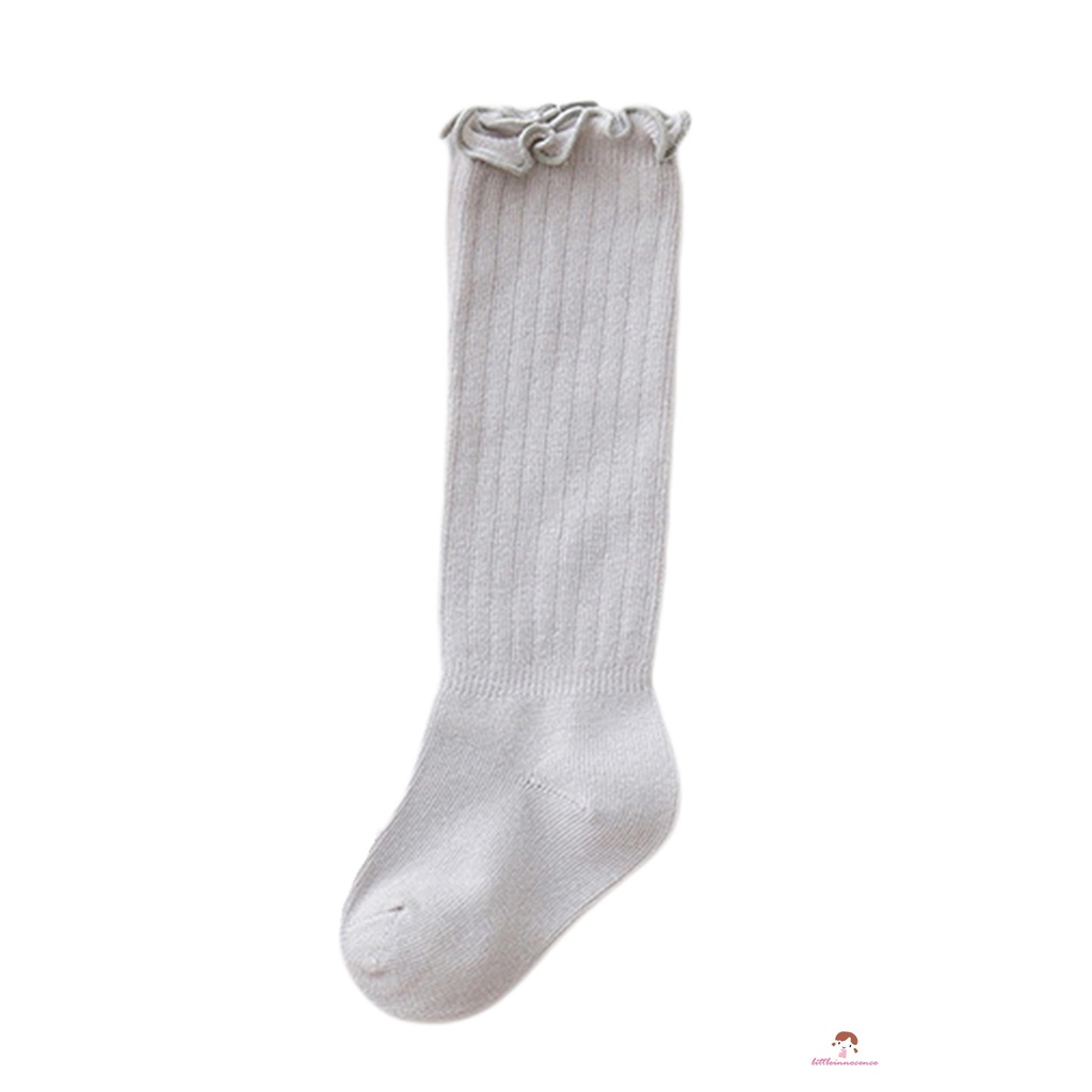 Vớ cao tới bắp đùi gấp mép màu trơn thời trang thu đông dành cho em bé sơ sinh 0-3 tuổi XZQ7