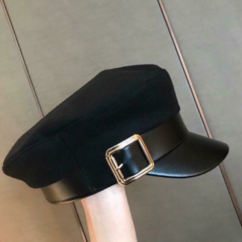 Mũ Thuỷ Thủ Phối Da Khoá Vuông Beret - Backer Boy - Mũ Nồi