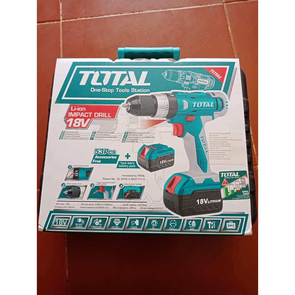 MÁY KHOAN BÚA DÙNG PIN 18V TOTAL TIDLI228180 CHÍNH HÃNG