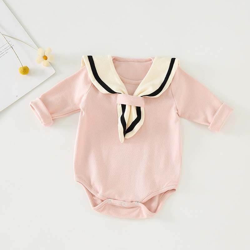 Bộ áo liền quần tay dài kiểu thủy thủ dễ thương dành cho bé