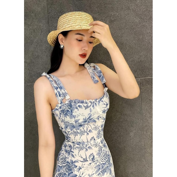 Váy Nữ Hoa Xanh Có Cúc Ngực Họa Tiết Mới Lạ Chanh Xả Diện Đi Cf Đi Chơi Thì Khã Phải Bàn Quá Xuất Sắc(Hình Thật)