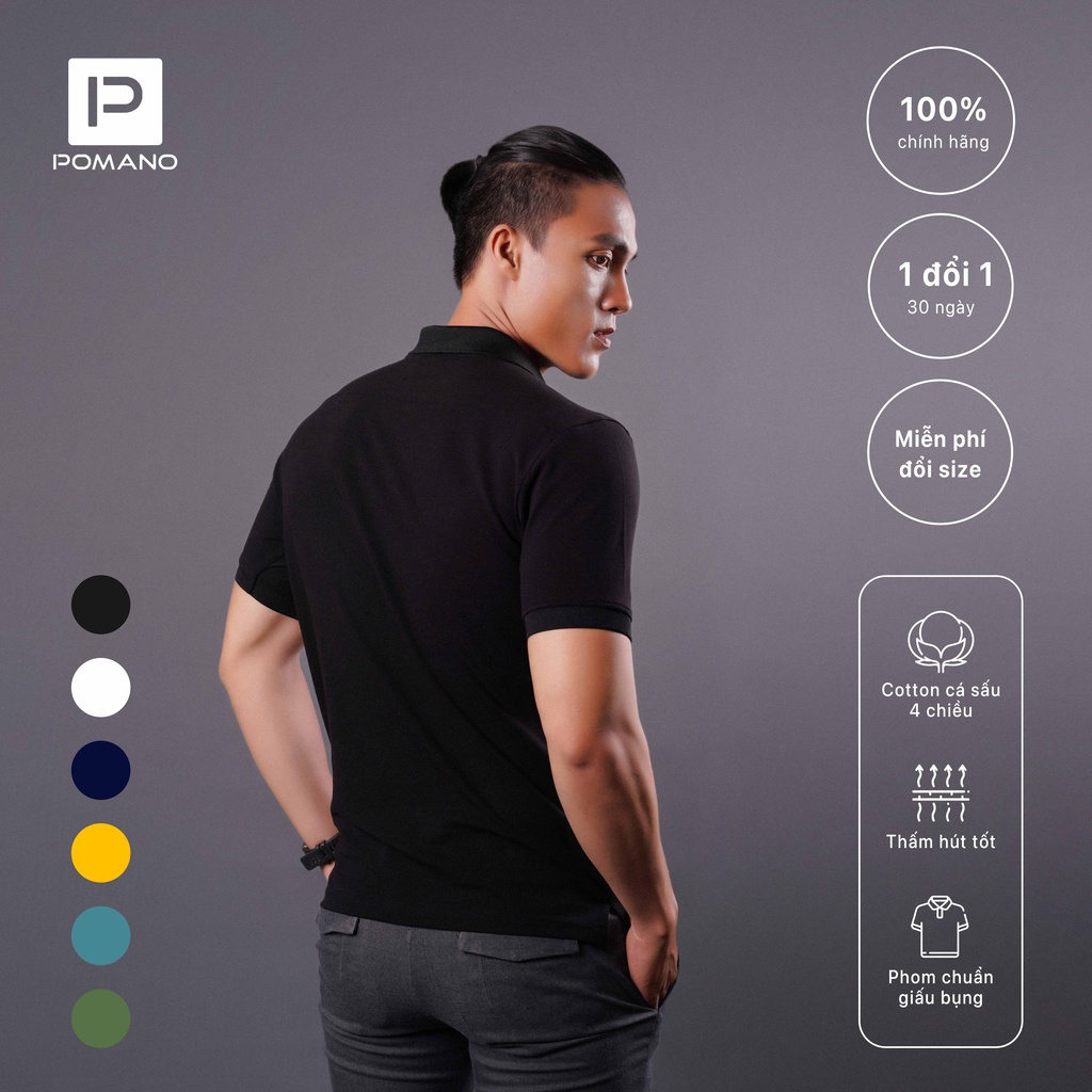 Áo Polo nam cổ bẻ vải cá sấu Cotton Cao Cấp, thiết kế phong cách basic sang trọng lịch lãm POMANO