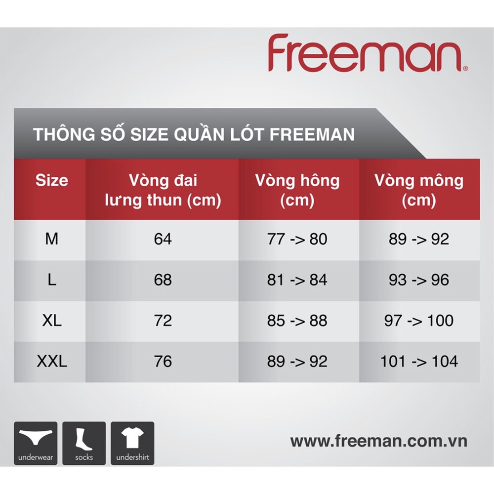 Quần Lót Nam lưng nhỏ, vải cotton visco co giãn mềm mại Freeman 6040 6050