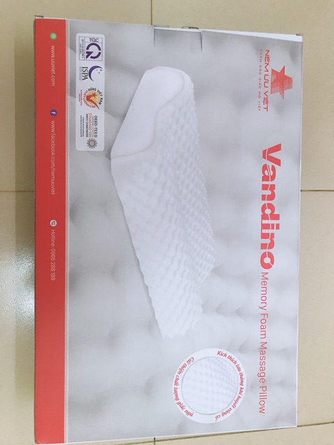 Gối Vandino MEMORY FOAM Orthopedic Massage Pillow Ưu Việt (loại có gai massage) - 34cm x 51cm x 8.3/10.3cm