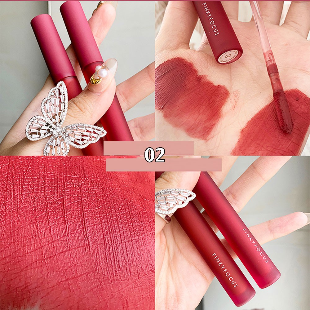 Son kem lì Fruit Lip Gloss, son nội địa PINKYFOCUS mềm mịn, bền màu, lâu trôi trong nước 2021