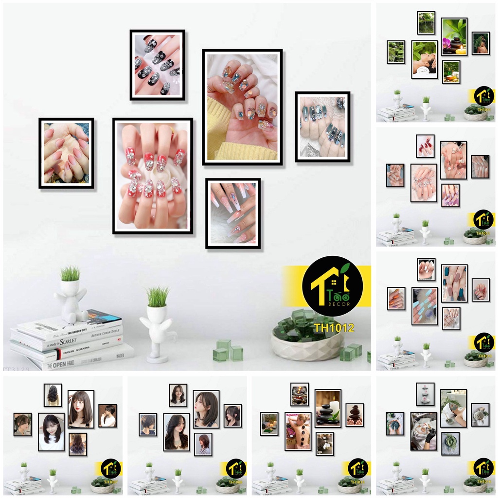 16 bộ tranh treo tường, tranh dán tường trang trí dành cho tiệm nail, salon tóc, spa, Táo Decor