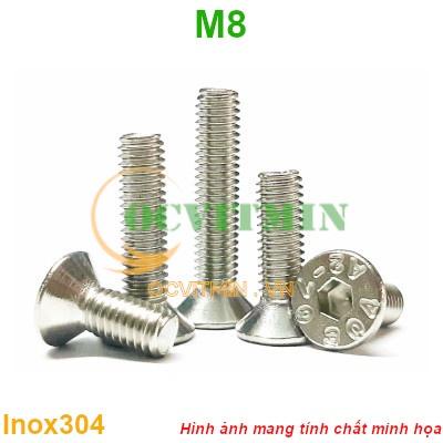 M8BI# - Ốc Lục Giác Đầu Bằng M8 Inox 304 Hút Nam Châm