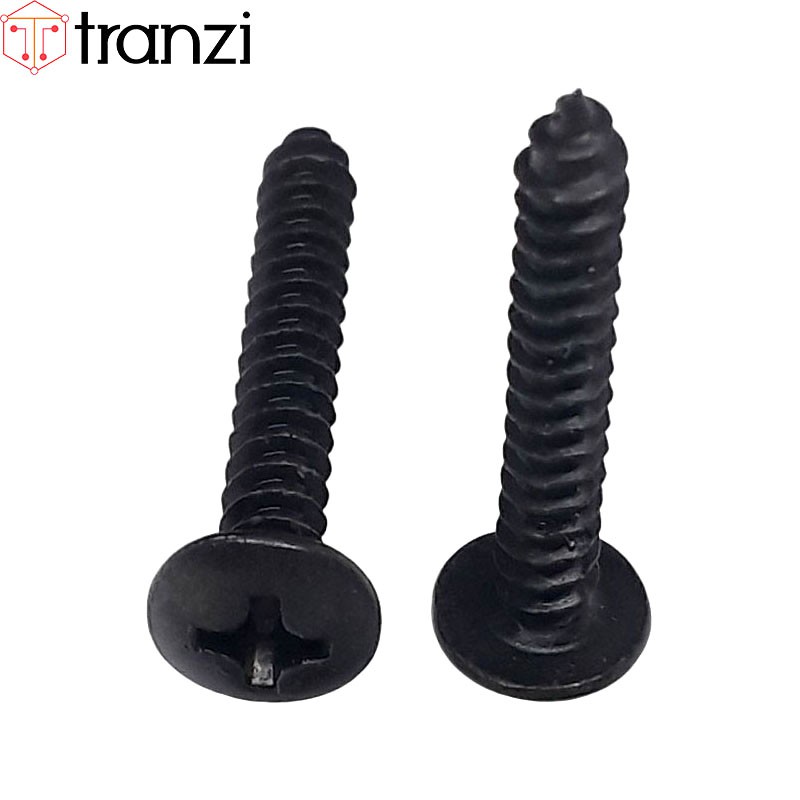 Vít bake đầu dù đuôi nhọn ren thô mạ đen M3x20 - túi 50 cái