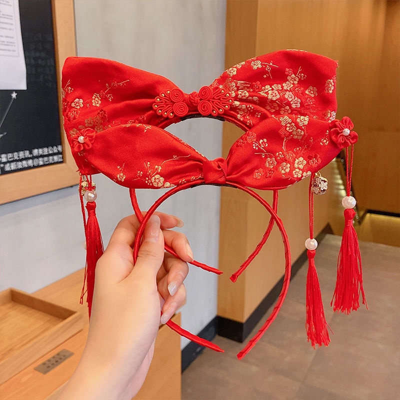 Băng Đô Cài Tóc Đính Nơ Phong Cách Trung Hoa Mừng Năm Mới