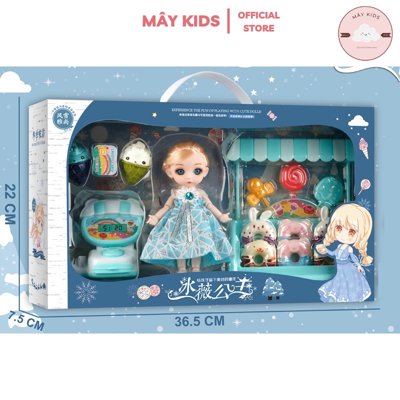 Đồ chơi búp bê cho bé gái Barbi công chúa, chibi cô gái bán bánh - Mây Kids