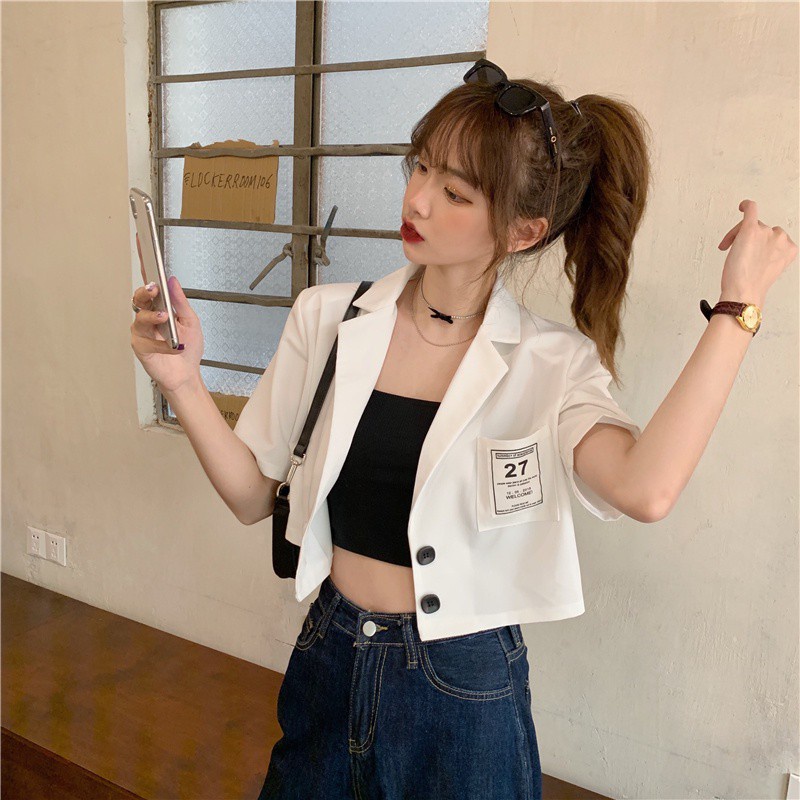 Zuoan Áo khoác blazer tay ngắn kiểu dáng thời trang mùa hè phong cách Hàn Quốc cho nữ | BigBuy360 - bigbuy360.vn
