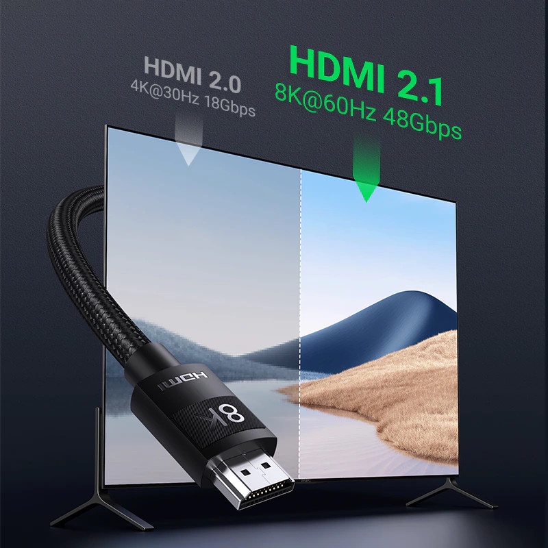 Cáp HDMI 0.5M Ugreen 40493 HD150 ( HDMI 2.1 4K@120Hz x 8K@60Hz eARC HDR 48Gbps) Chính Hãng