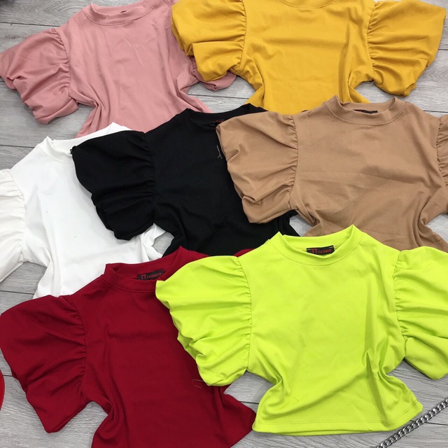 Áo thun kiểu tay bồng croptop