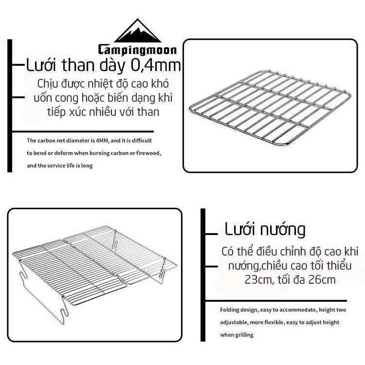 Bếp nướng than CampingMon MT-2 bếp nướng than hoa du lịch, dã ngoại, cắm trại, picnic có túi đựng gọn gàng