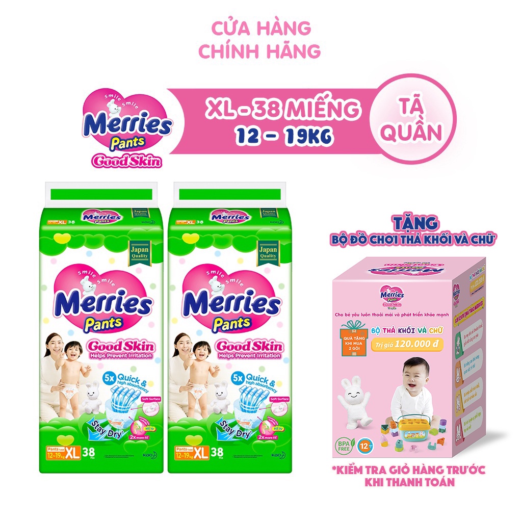 [Mã FMCGKAO52 giảm 8% đơn 250k] Combo 2 Tã quần Merries Goodskin đủ size M50/L44/XL38/XXL28