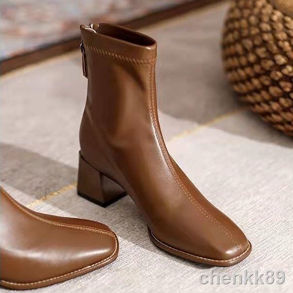 ✜۞Giày Bốt Cao Gót Da Mềm Dày Dặn Thời Trang Cho Nữ