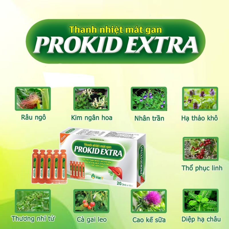 Hộp 20 ống bổ gan PROKID EXTRA - Hỗ trợ thanh nhiệt, giải độc, mát gan