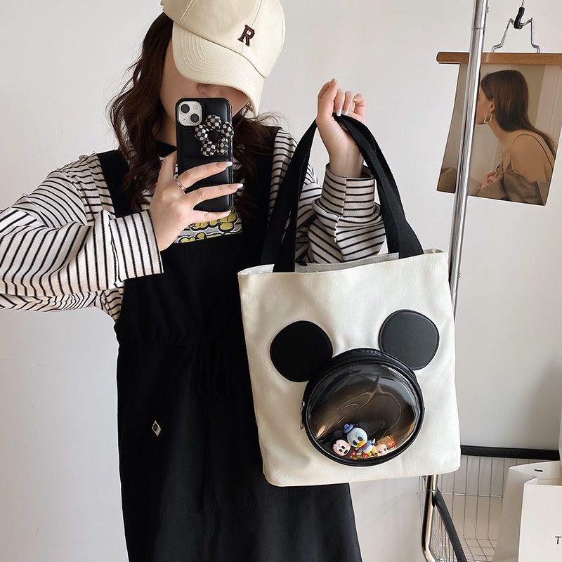 DISNEY Túi Xách Canvas Cỡ Lớn 2022 Họa Tiết Chuột Mickey Hoạt Hình