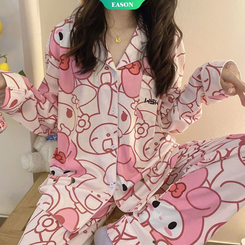 Bộ Đồ Ngủ Tay Dài In Hoạt Hình Sanrio Melody Kiểu Nhật Bản Dễ Thương Thời Trang Mùa Thu Cho Bạn Gái