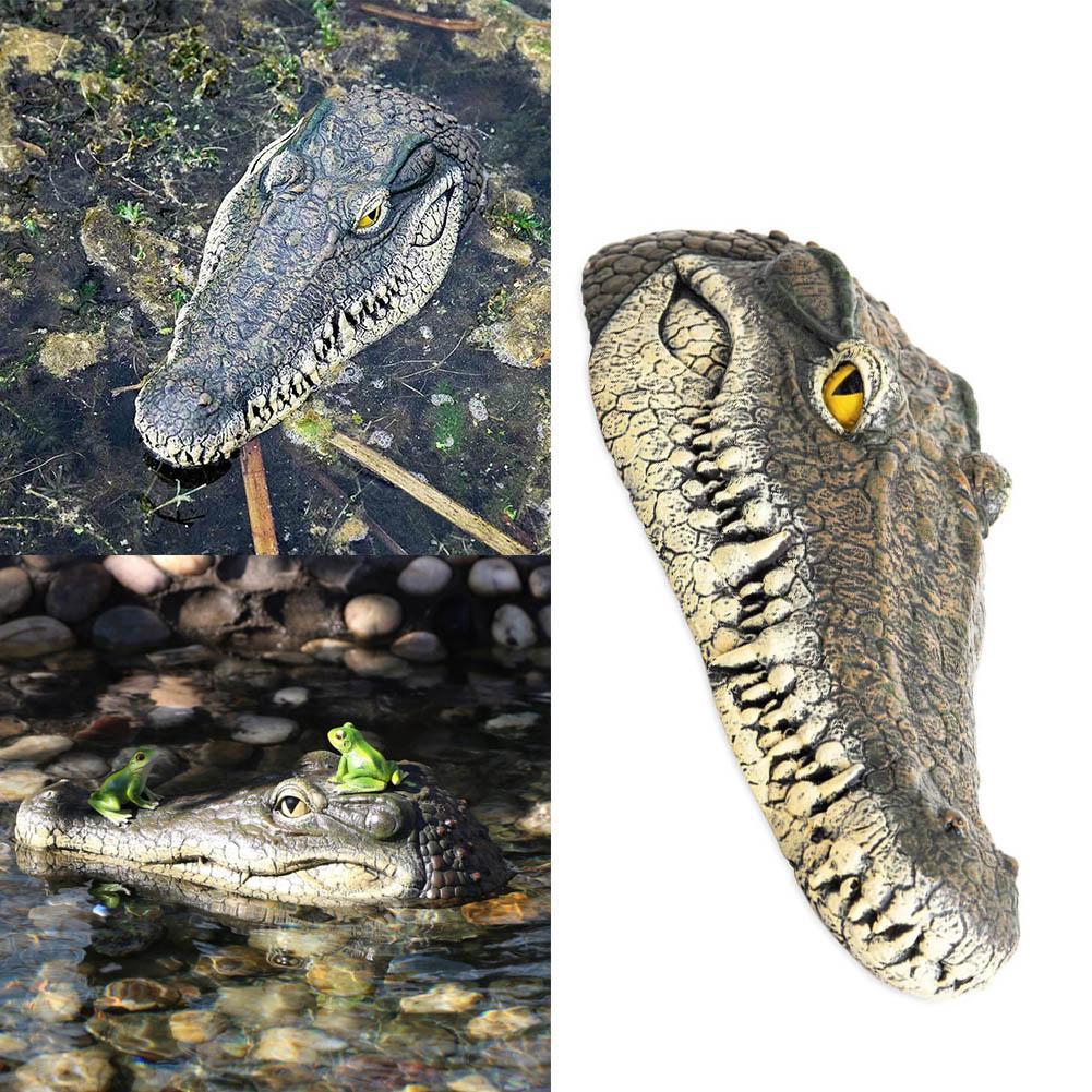 Artificial Crocodile Alligator Head Decoy Scare Duck Birds Decoration for Garden Pond Patio Pool