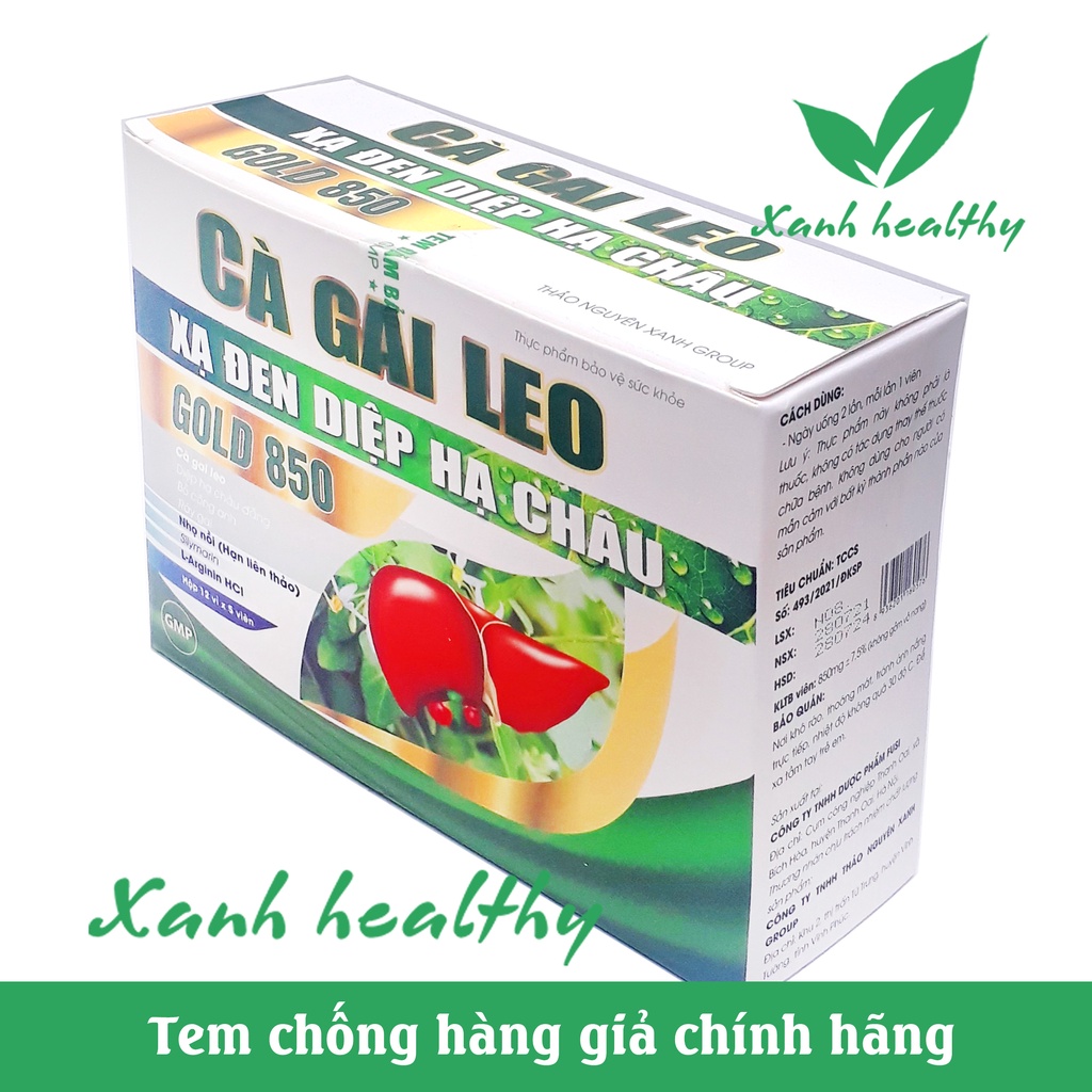 Hộp 60 viên Mát gan CÀ GAI LEO XẠ ĐEN DIỆP HẠ CHÂU GOLD 850 - Giải độc gan an toàn hiệu quả