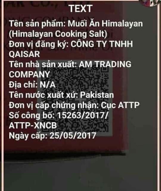 Muối hồng himalaya Qaisar cân bằng âm dương thực phẩm | Thế Giới Skin Care