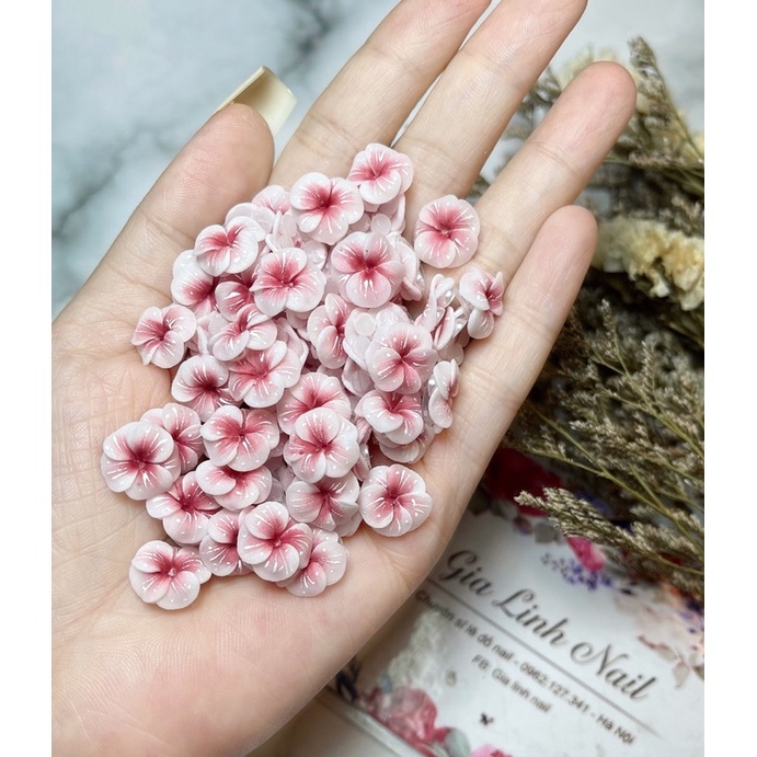 Hoa bột nail gắn móng tay | Hoa đậu vẽ ( set 2 bông/ 10 bông )