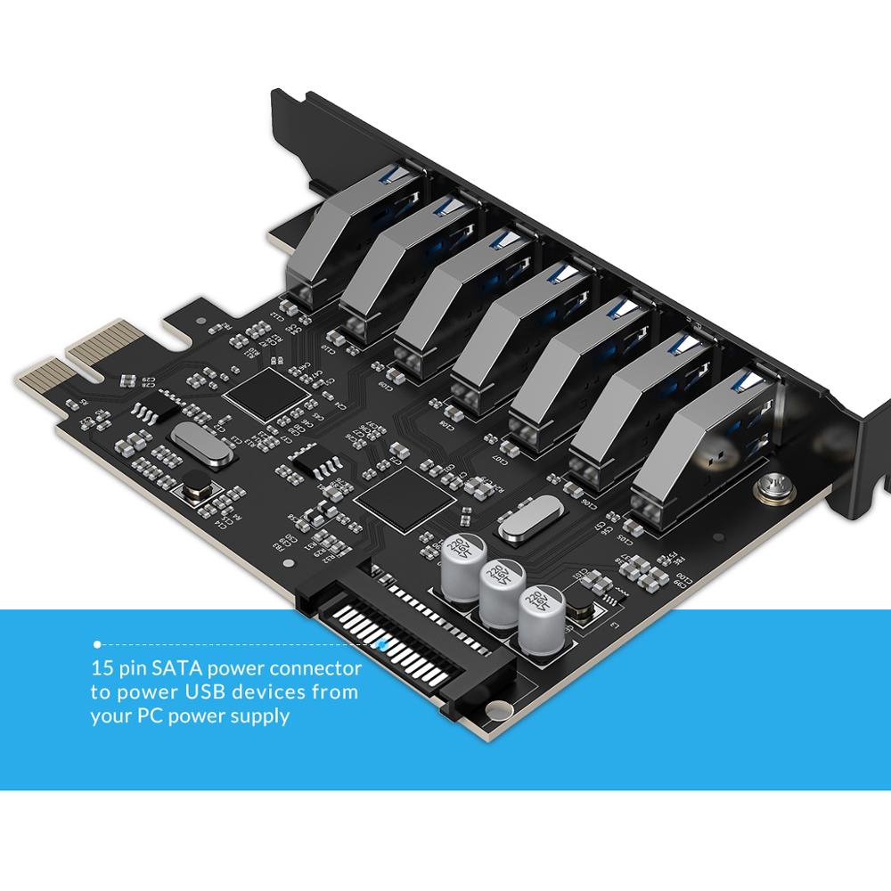 Card mạng ORICO PVU3-7U-V1 7 cổng usb 3.0 15 pin dây nguồn sata chipset vl805 vl812