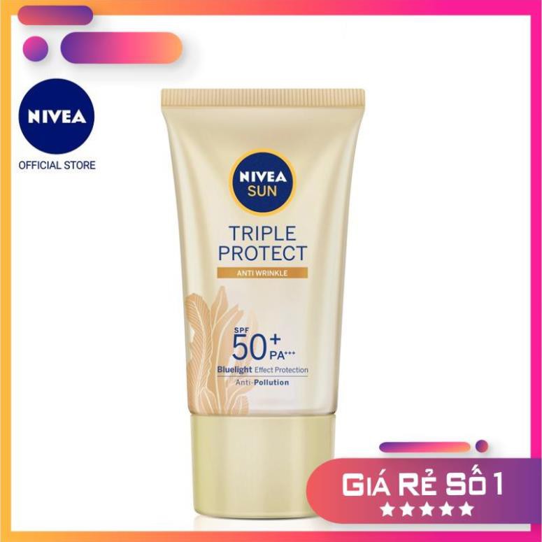 Kem Chống Nắng Dưỡng Da Chống Lão Hóa NIVEA SUN Triple Protect Anti Wrinkle SPF50+ PA+++ 40ML - 85546