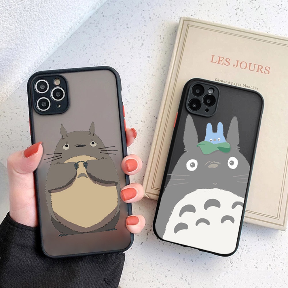 Ốp Điện Thoại Nhựa PC Cứng Mặt Nhám Hình Totoro Cho iPhone 11 12 13 Pro Max 7 8 SE 2022