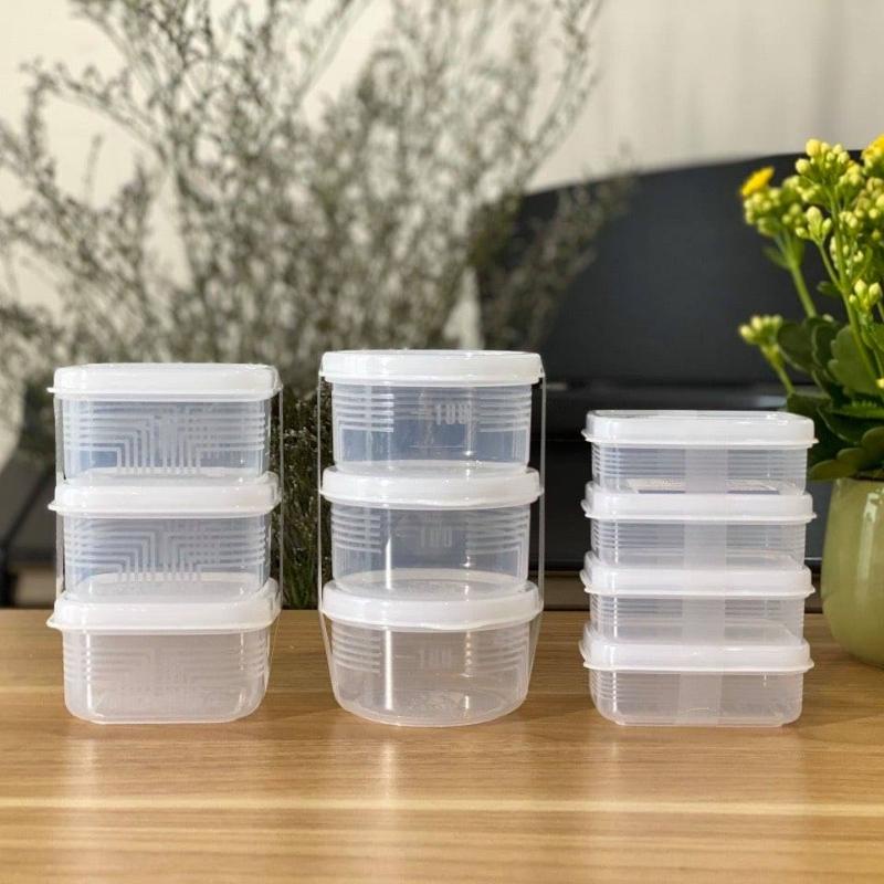 Hộp đựng thực phẩm đựng đồ ăn dặm cho bé để tủ lạnh, lò vi sóng các size 70, 100,180, 200ml Nakaya Nhật Bản AD02