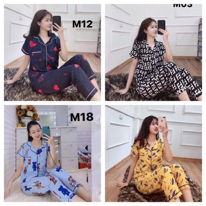 ĐỒ BỘ PIJAMA 💖FREESHIP💖 Bộ ngủ quần đùi áo cộc tay chất kate mềm mát, hoạ tiết xinh nhiều hình - bộ hoa quả(kèm ảnh thậ